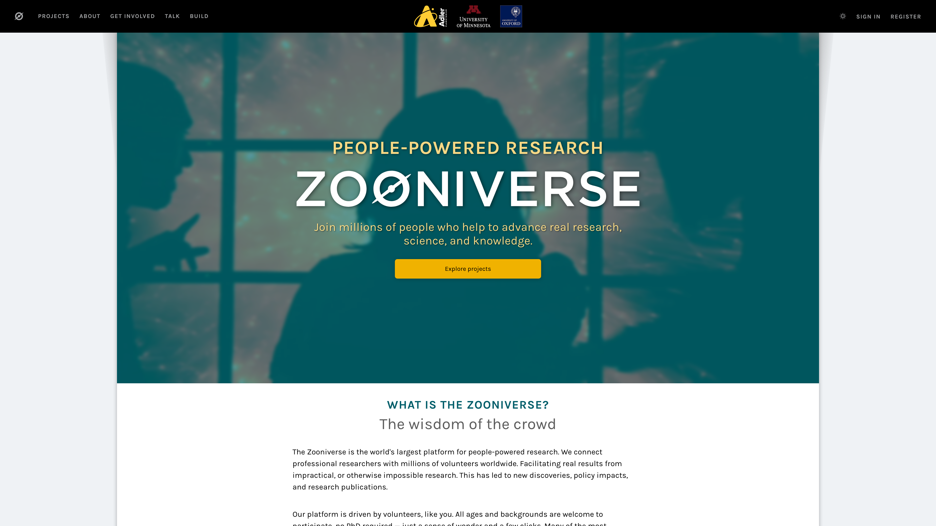 Zooniverse homepage hero
