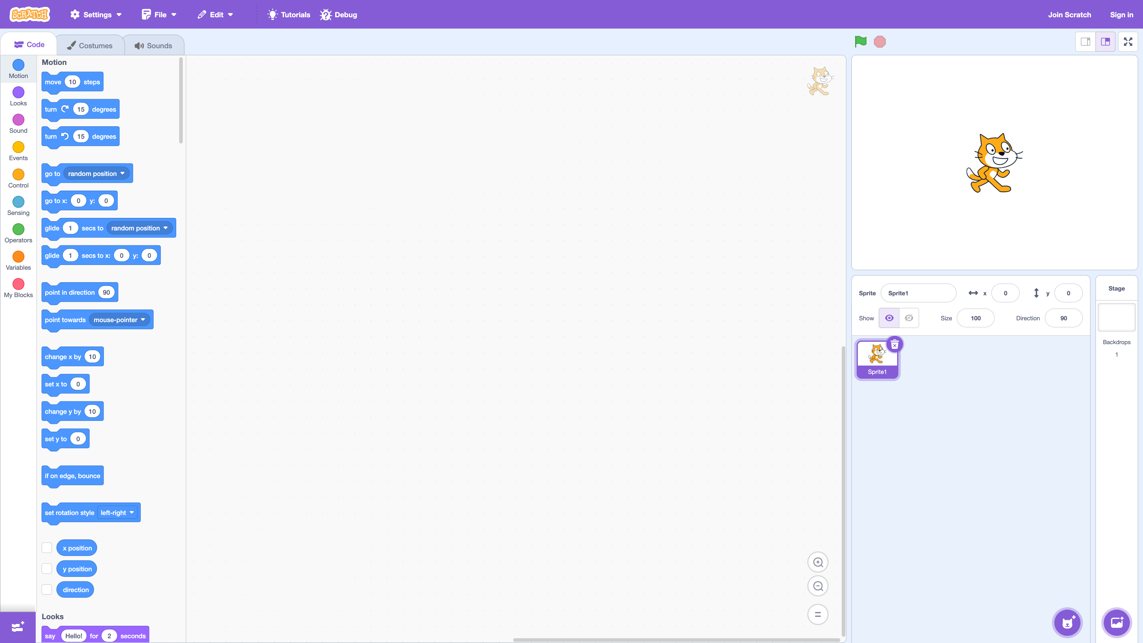 The Scratch online editor