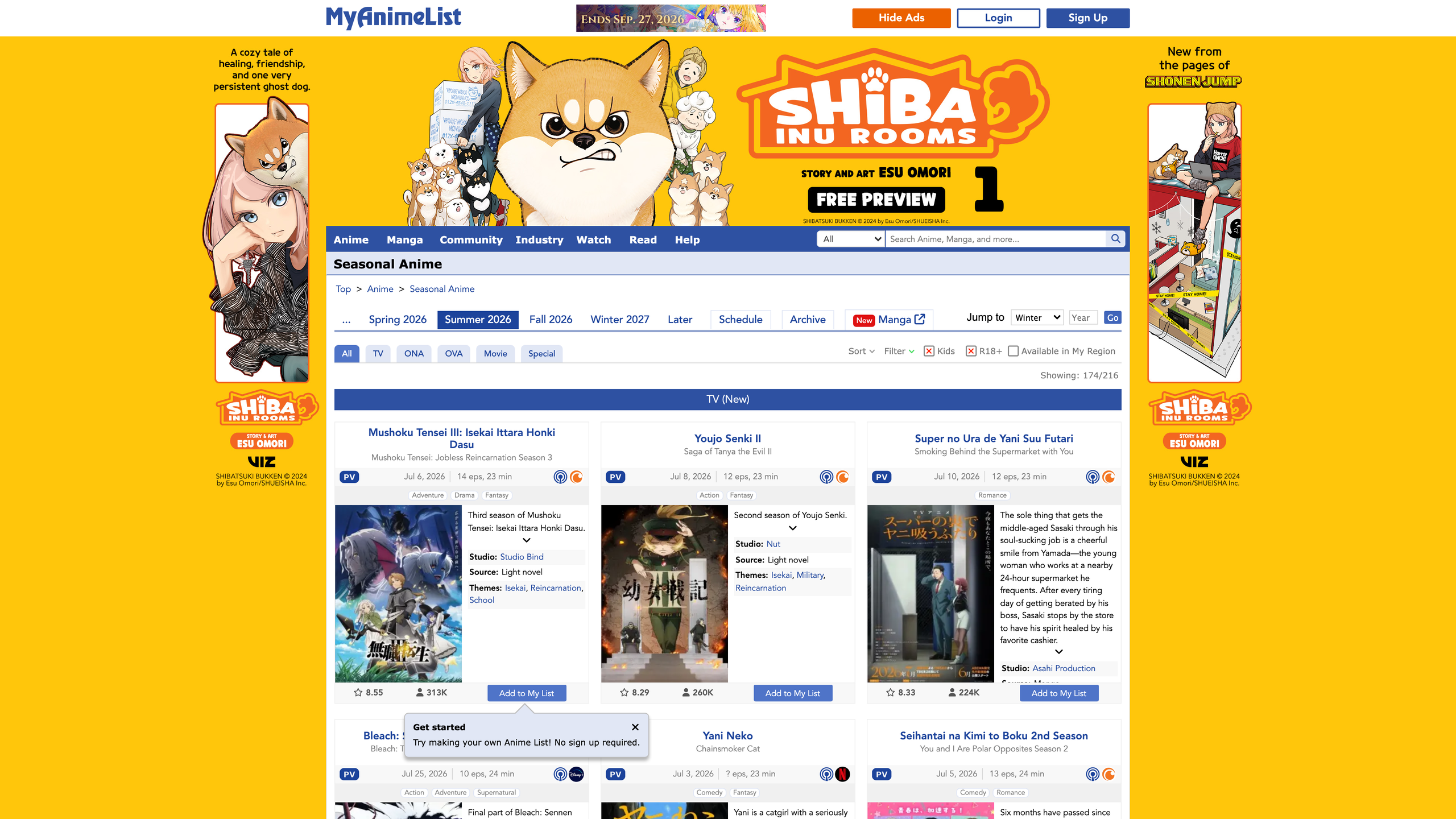 The seasonal anime page: browse titles by broadcast season
