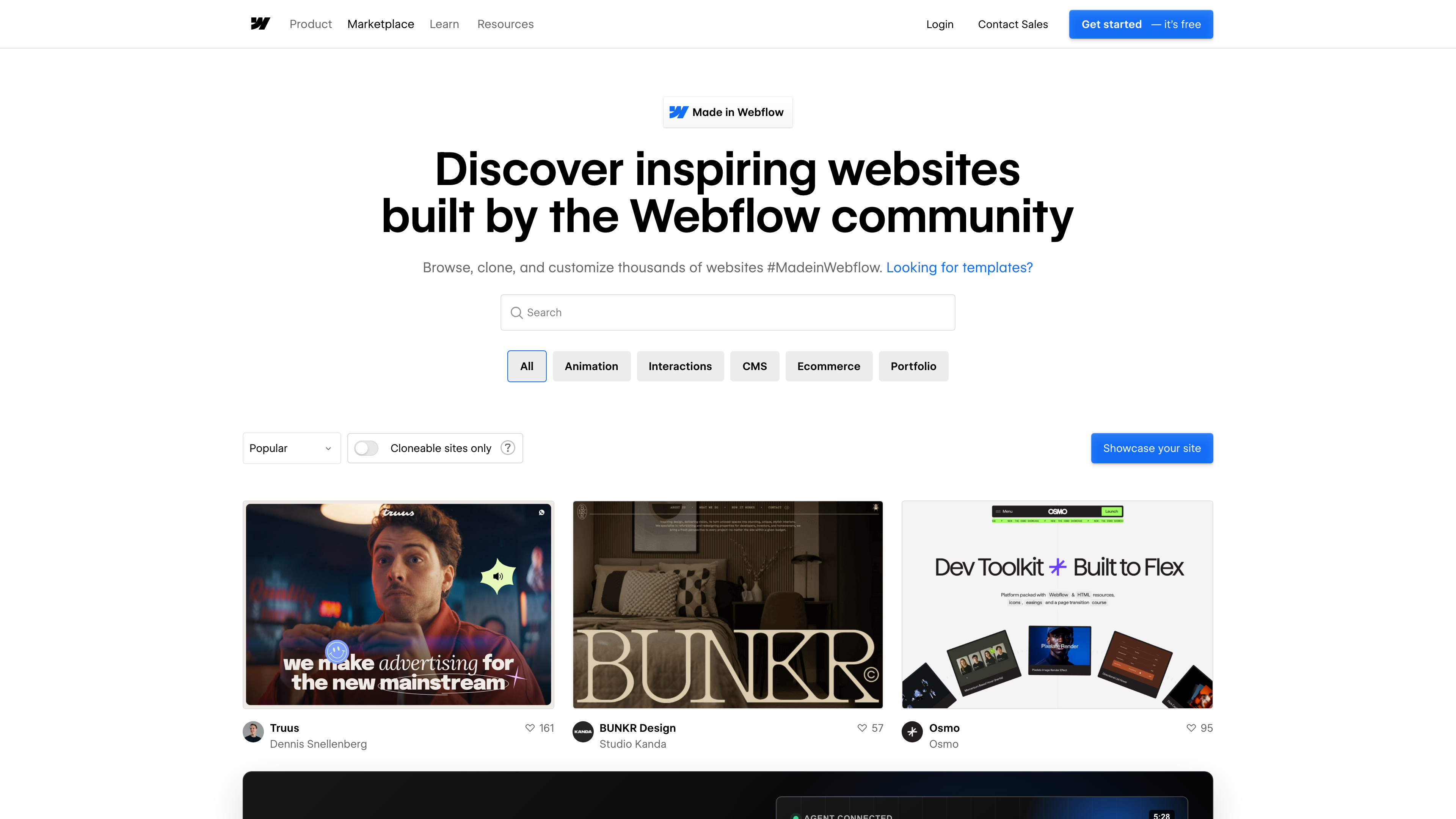 Made in Webflow: a gallery of cloneable community sites