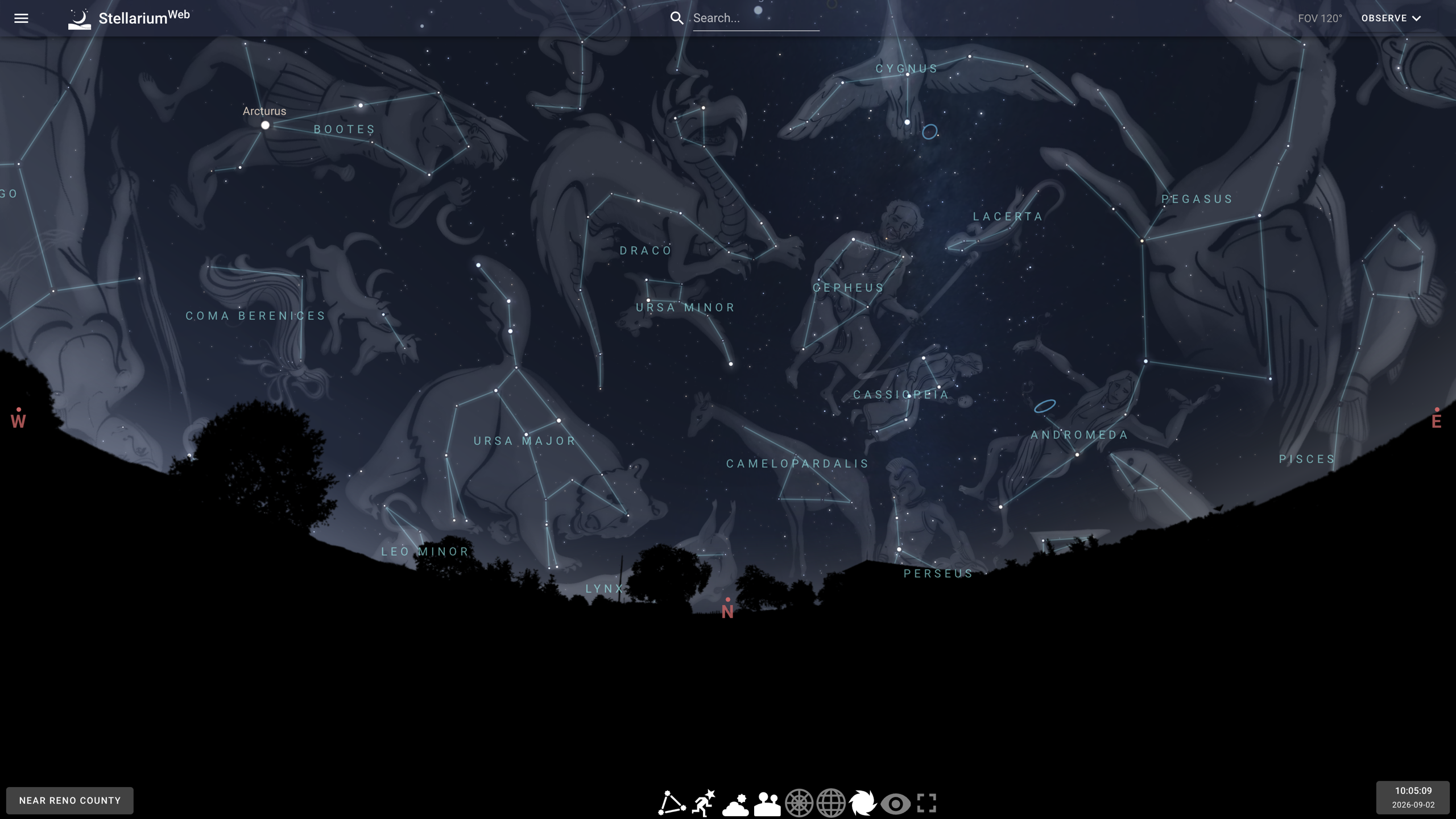 Sky with constellation lines and artwork enabled