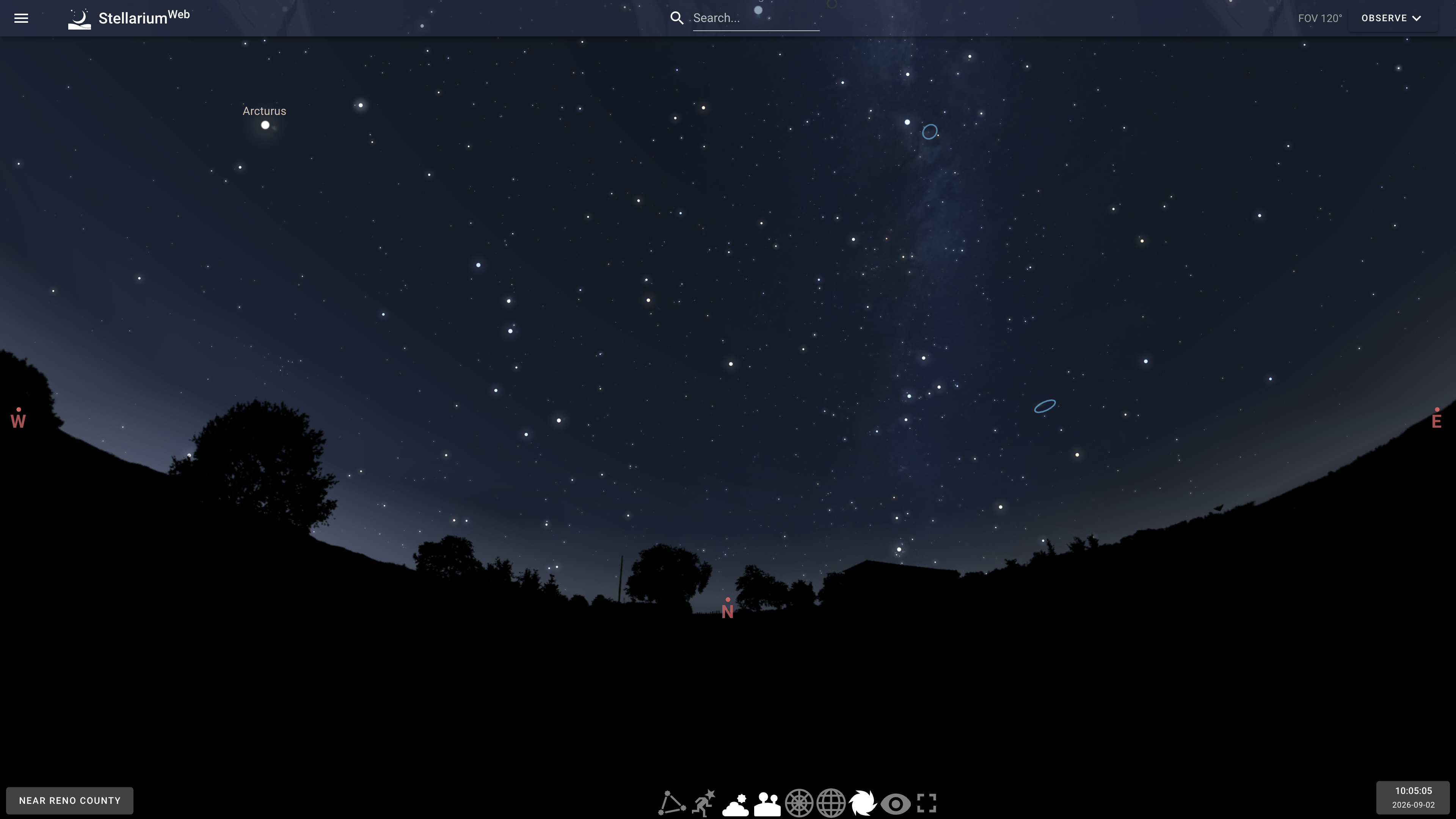 Default sky view in Stellarium Web